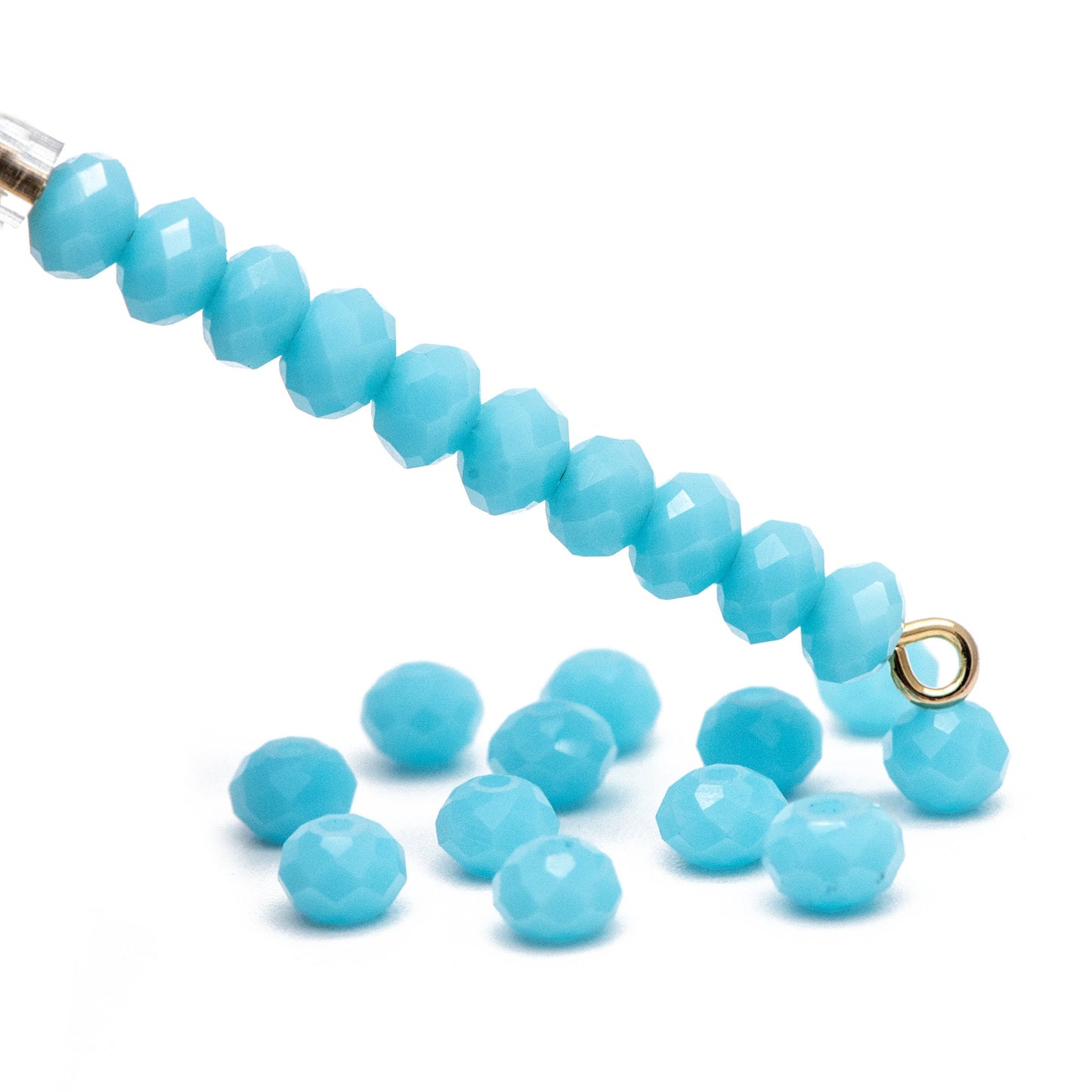 125 beads- Crystal Glass Rondelle Faceted Tiny beads 3x4mm, Opaque Sky Blue (#BZ04-121)