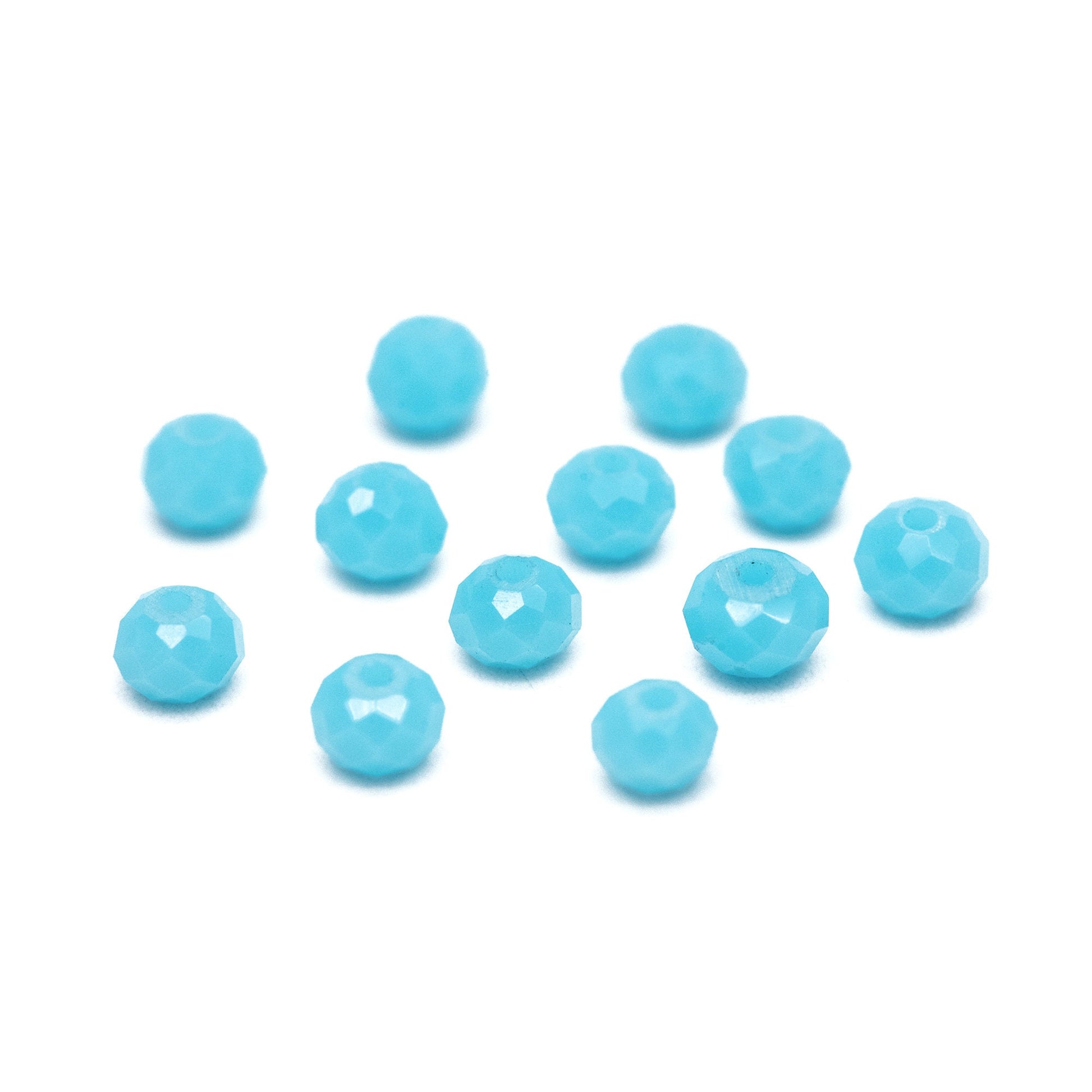 125 beads- Crystal Glass Rondelle Faceted Tiny beads 3x4mm, Opaque Sky Blue (#BZ04-121)
