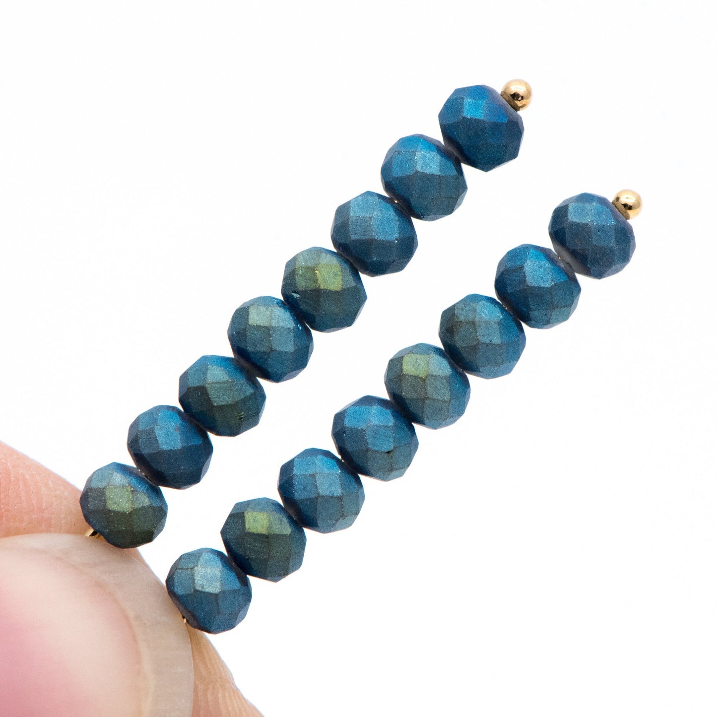 Matte Crystal Rondelle 3x4mm, Glass Faceted Beads, Frosted Metallic Blue Green -(BZ04-141)/ 140 beads full strand