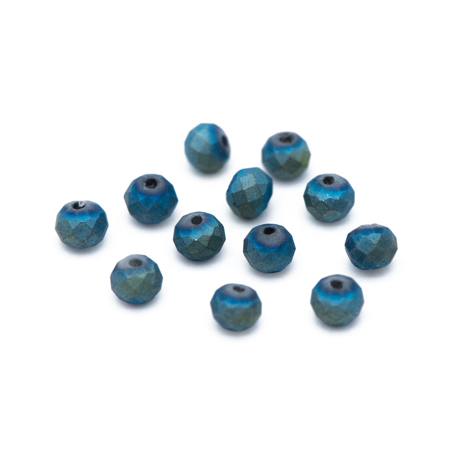 Matte Crystal Rondelle 3x4mm, Glass Faceted Beads, Frosted Metallic Blue Green -(BZ04-141)/ 140 beads full strand