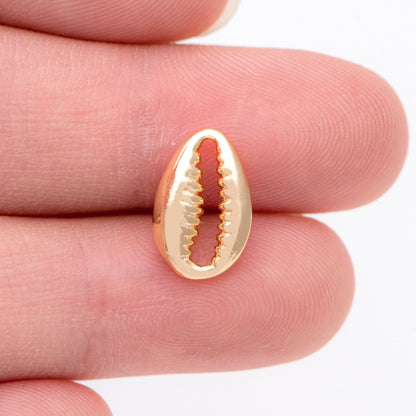 10pcs Gold tone Shell Charm Pendants 13x8.5mm, Seashell Shaped Beads Connectors (GB-2680-A)