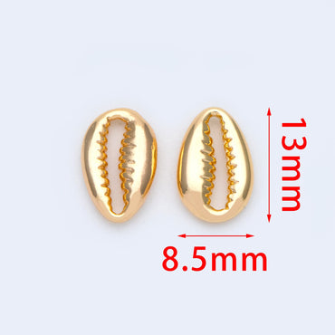 10pcs Gold tone Shell Charm Pendants 13x8.5mm, Seashell Shaped Beads Connectors (GB-2680-A)