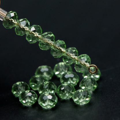 Rondelle Crystal Glass Faceted Beads 4x6mm Apple Green -(BZ06-77)/ 95pcs