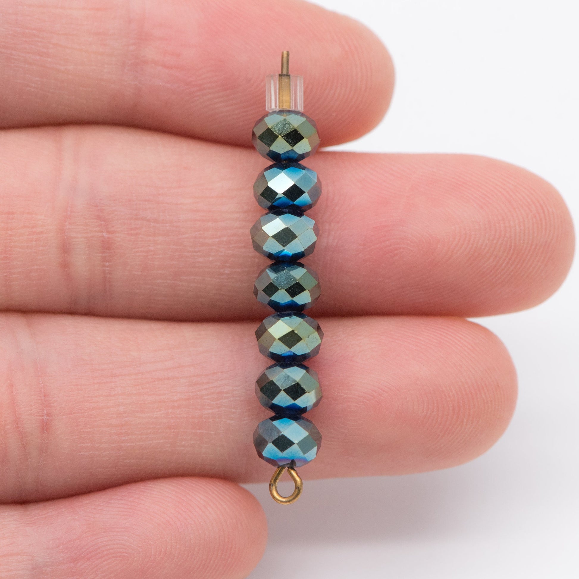 Crystal Rondelle Faceted Glass Beads 4x6mm Metallic Green- BZ06-88/ 95pcs