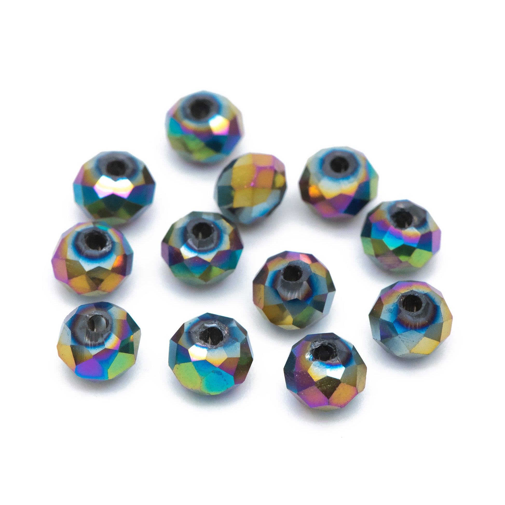 Rondelle Crystal Glass Faceted beads 4x6mm Metal Rainbow -BZ06-94/ 95pcs
