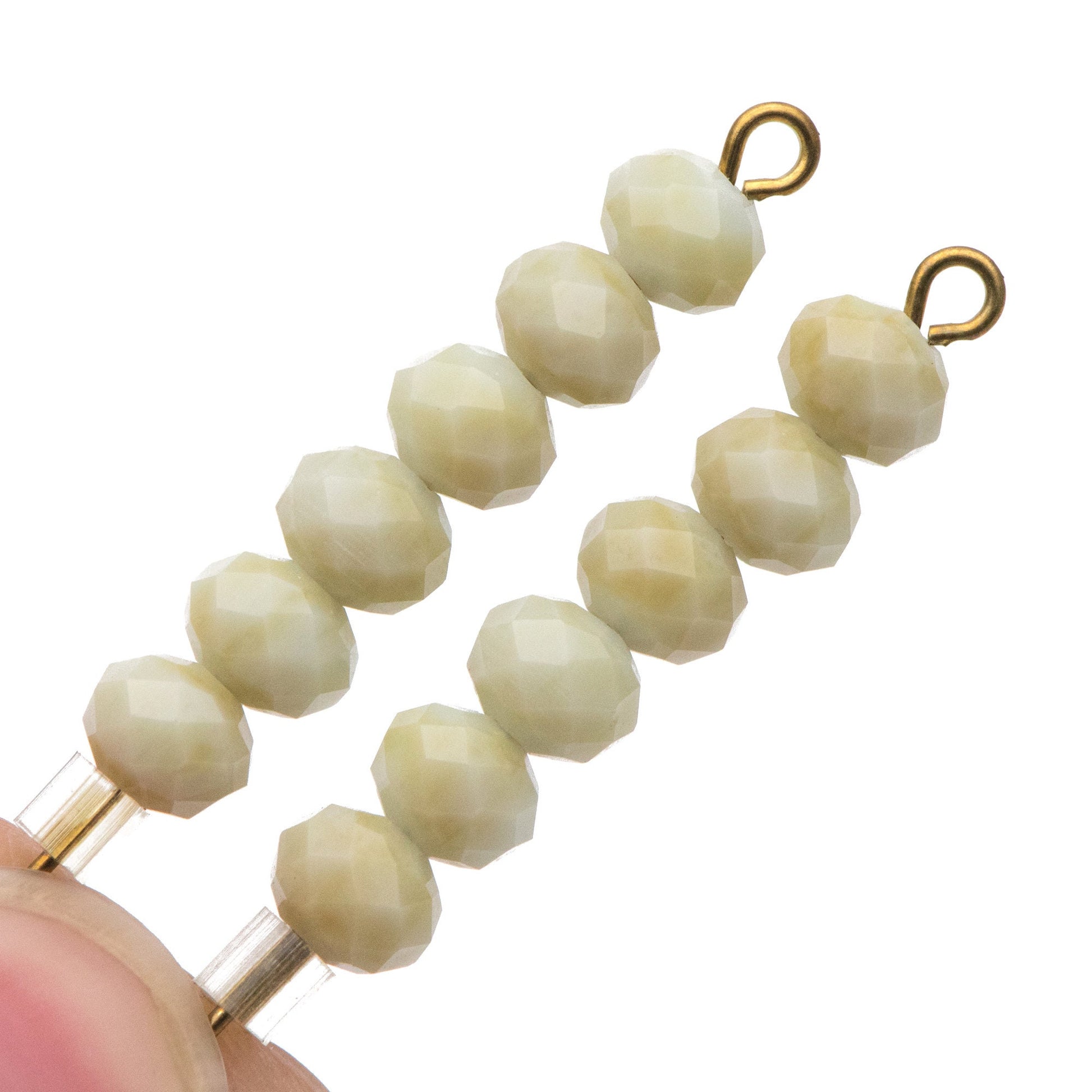 Crystal Glass Faceted Rondelle beads 4x6mm, Candy Color Opaque White-Khaki -(BZ06-156)/ 95pcs