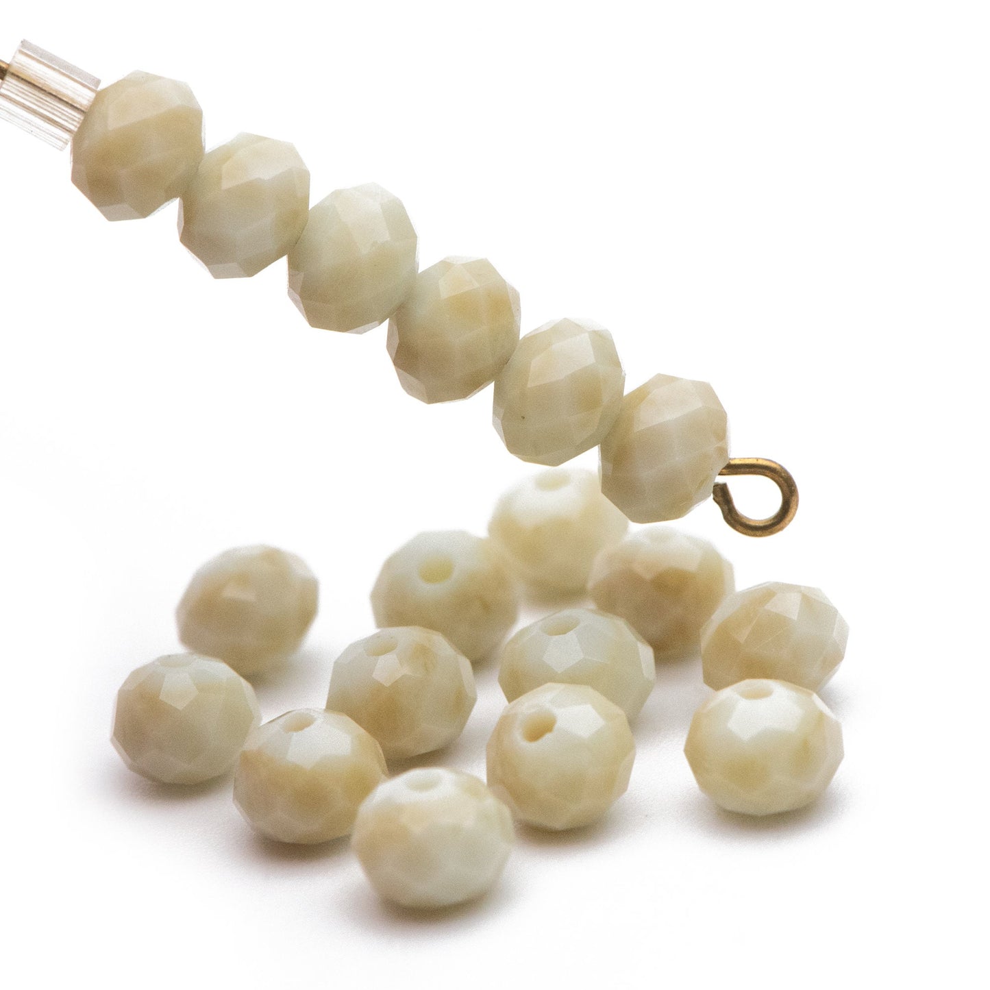 Crystal Glass Faceted Rondelle beads 4x6mm, Candy Color Opaque White-Khaki -(BZ06-156)/ 95pcs