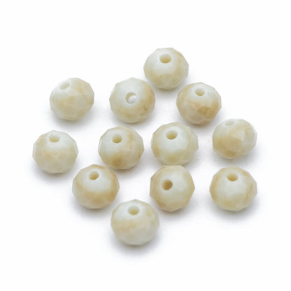 Crystal Glass Faceted Rondelle beads 4x6mm, Candy Color Opaque White-Khaki -(BZ06-156)/ 95pcs