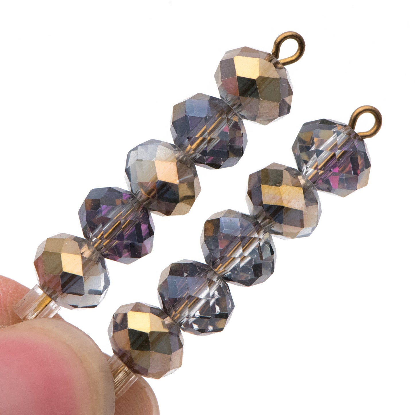 65 beads- Faceted Glass Crystal Rondelle Beads Rose& Gold 6x8mm -BZ0852