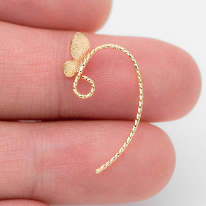 10pcs Gold plated Brass butterfly Ear Hooks, Simple Earwires Earring Components (GB-1202)