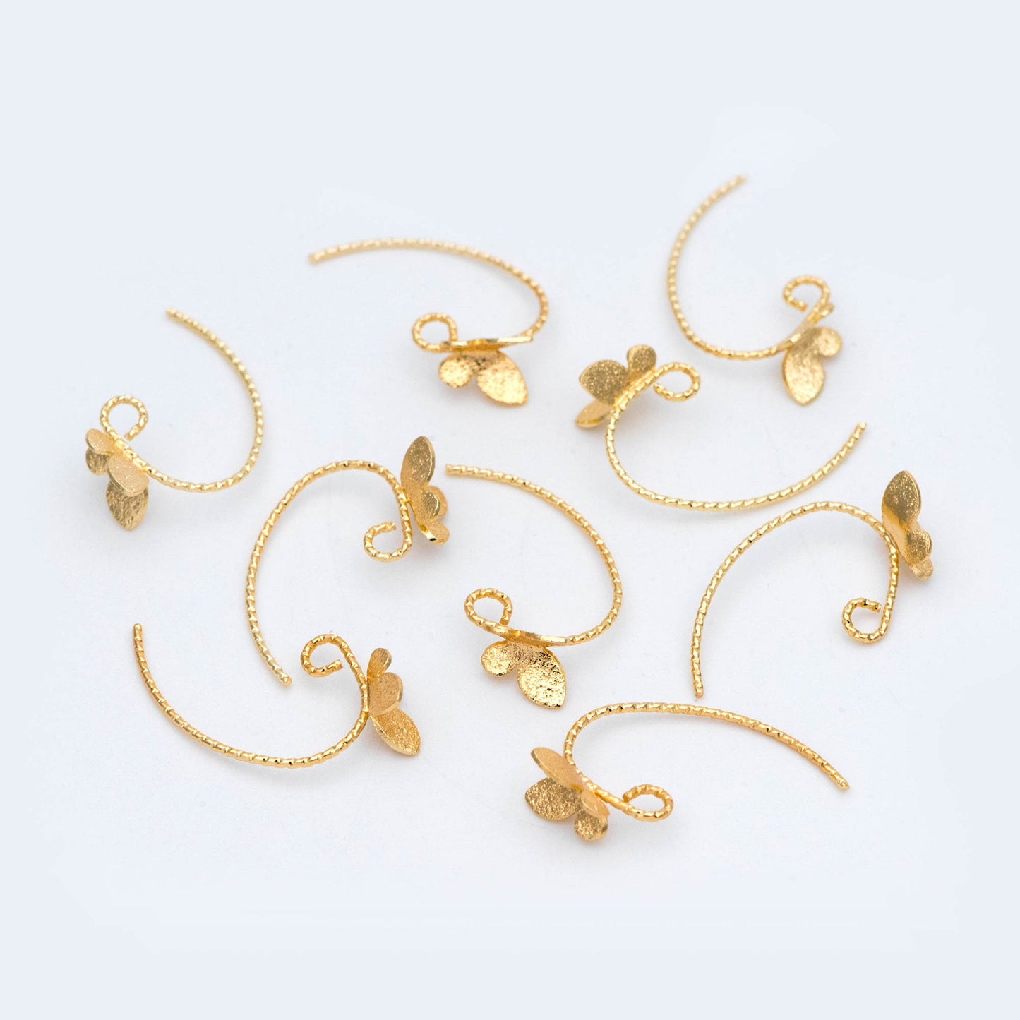 10pcs Gold plated Brass butterfly Ear Hooks, Simple Earwires Earring Components (GB-1202)