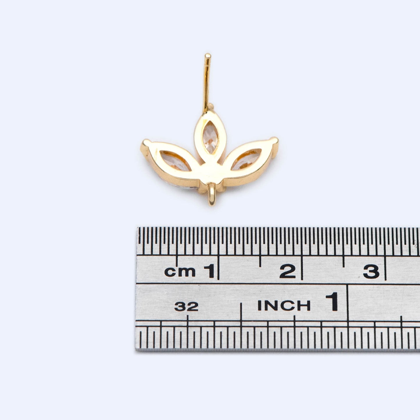 4pcs CZ Pave Gold/ Silver Tone leaf Earring with Loop 17x14mm, Dainty Studs, Leaves Earrings(#GB-1205-A)
