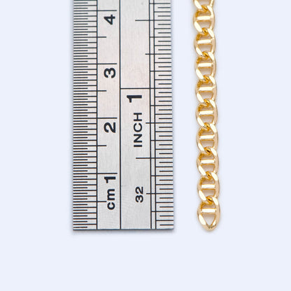 Gold plated Brass Oval Chain 4mm, Jewelry Necklace Chain, Bulk Chain Wholesale (#LK-352)/ 1 Meter=3.3 ft