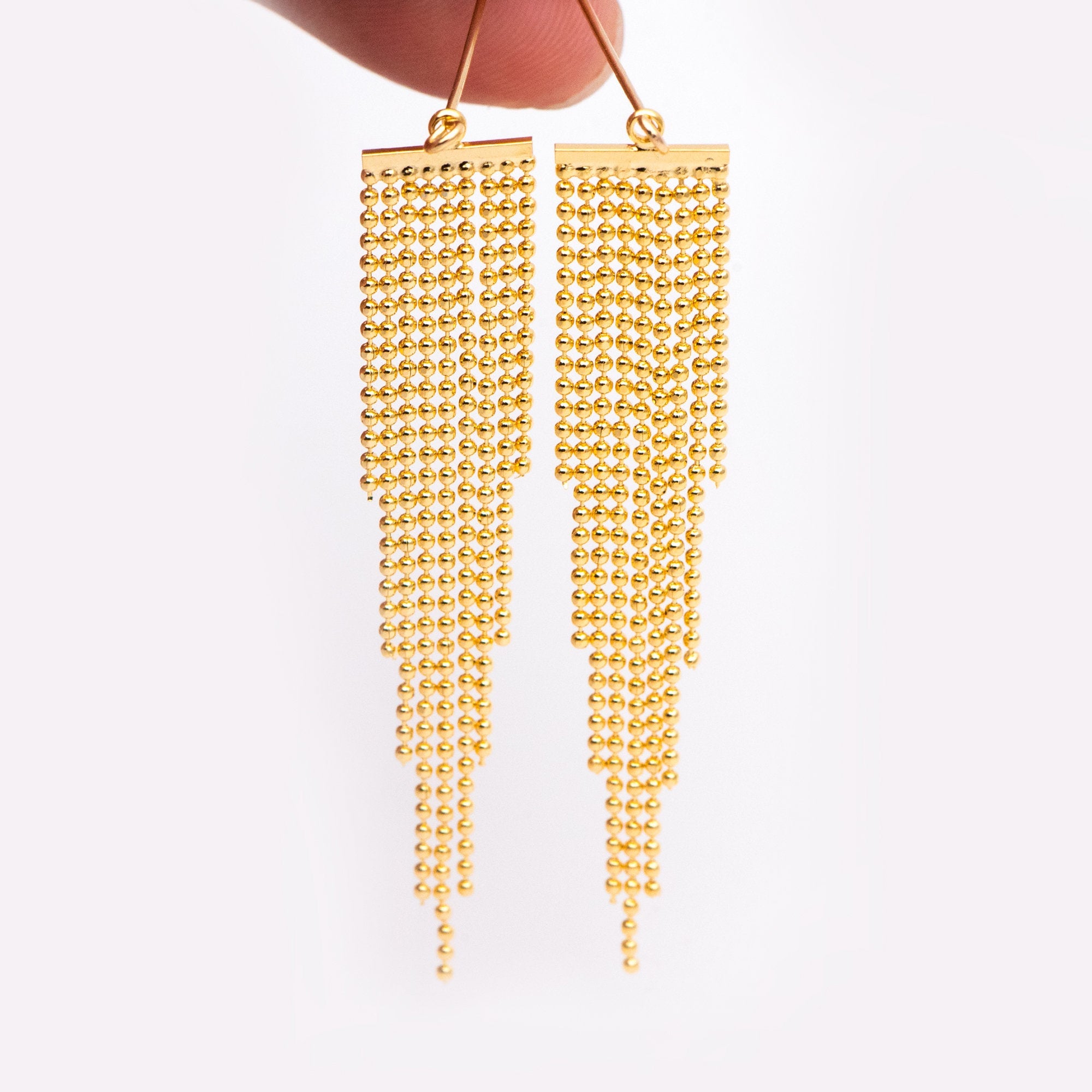 4pcs Gold/ Silver tone Chain Tassels 62mm Long, Ball Chain Tassels，Earring Tassels (GB-945-D)