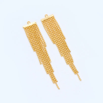 4pcs Gold/ Silver tone Chain Tassels 62mm Long, Ball Chain Tassels，Earring Tassels (GB-945-D)