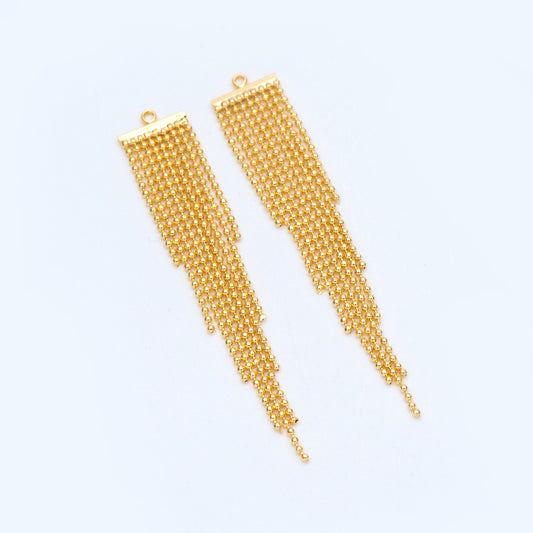 4pcs Gold/ Silver tone Chain Tassels 62mm Long, Ball Chain Tassels，Earring Tassels (GB-945-D)
