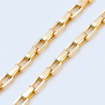 Gold plated Brass Box Chains 2mm, Box Chain for DIY Necklace Wholesale (#LK-332)/ 1 Meter=3.3 ft