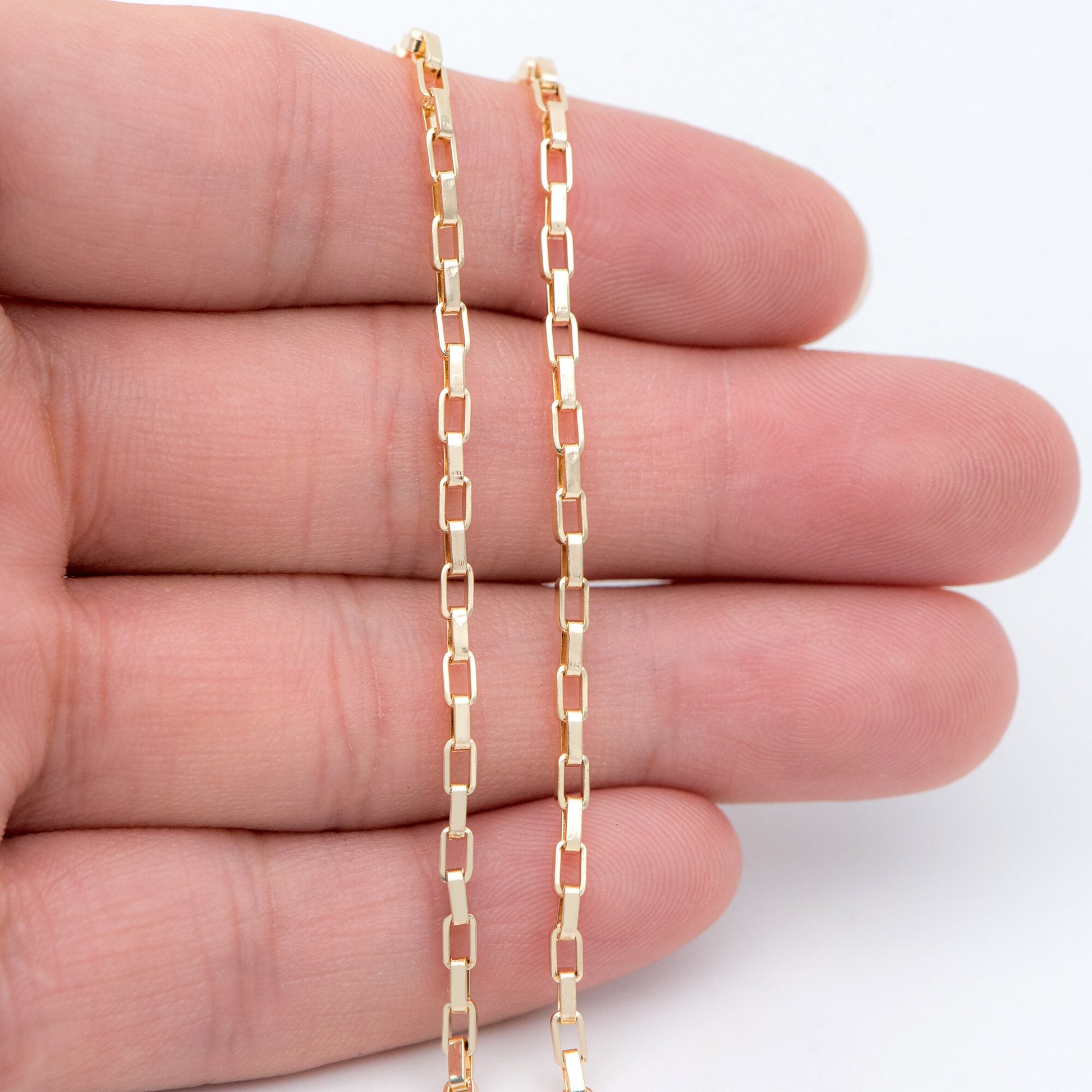 Gold plated Brass Box Chains 2mm, Box Chain for DIY Necklace Wholesale (#LK-332)/ 1 Meter=3.3 ft