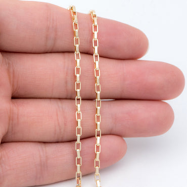 Gold plated Brass Box Chains 2mm, Box Chain for DIY Necklace Wholesale (#LK-332)/ 1 Meter=3.3 ft
