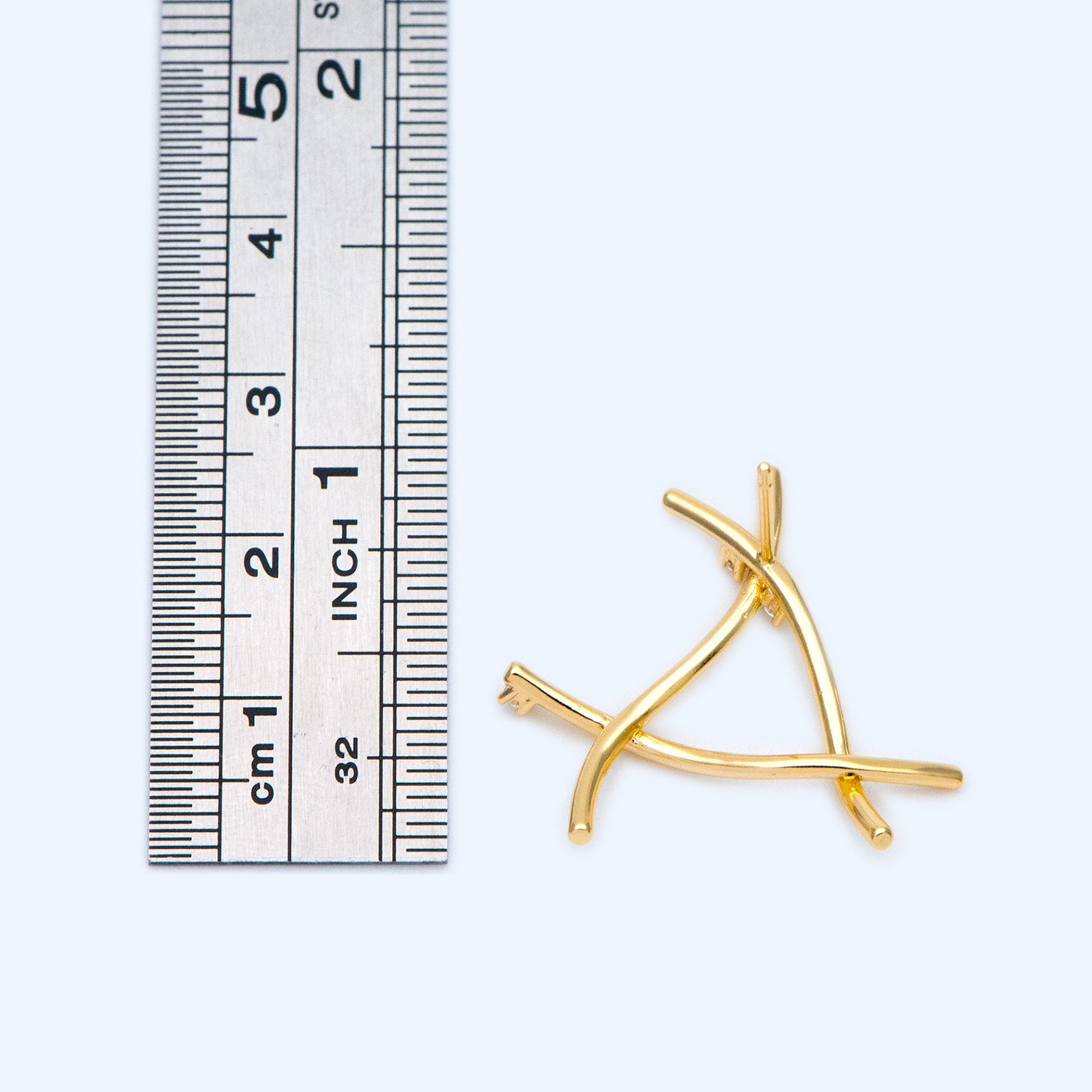 4pcs CZ Mirco Pave Geometry Earring, 25x26mm, Gold plated Brass Triangle Ear Stud Posts (GB-1229)