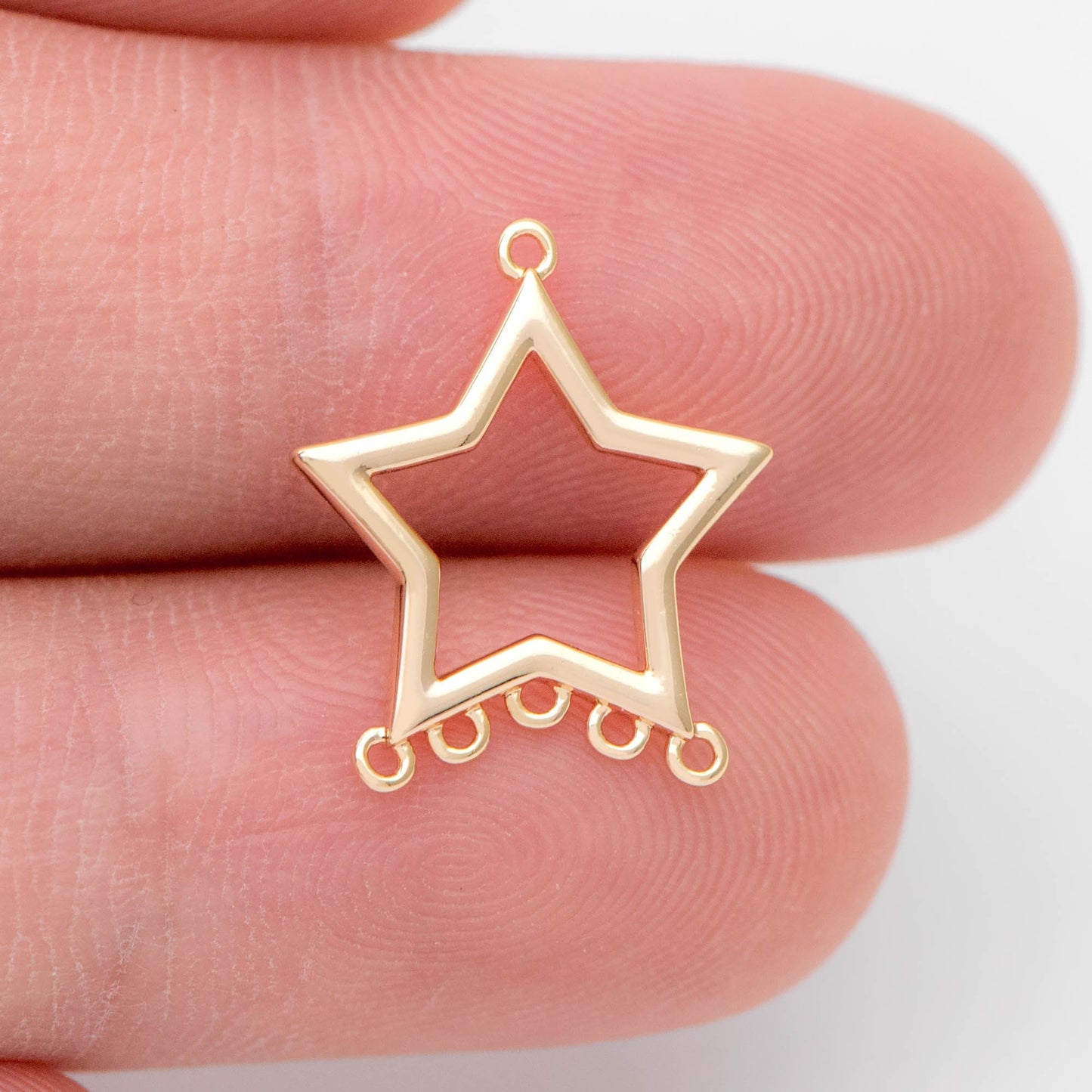 10pcs Gold plated Brass Star Charm with 5 Loops 16x14mm, Earring Charm,Earring Component (GB-1216)
