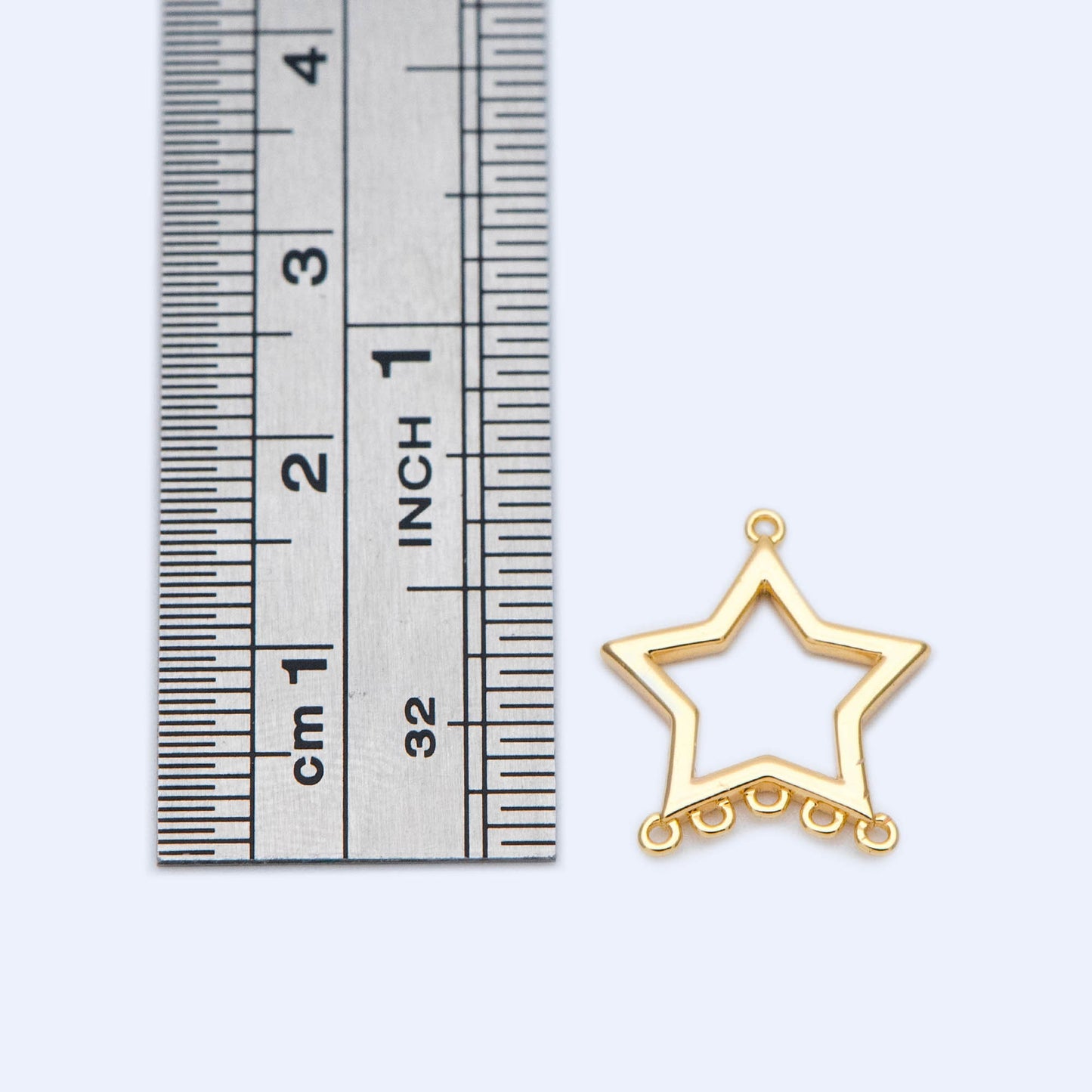 10pcs Gold plated Brass Star Charm with 5 Loops 16x14mm, Earring Charm,Earring Component (GB-1216)