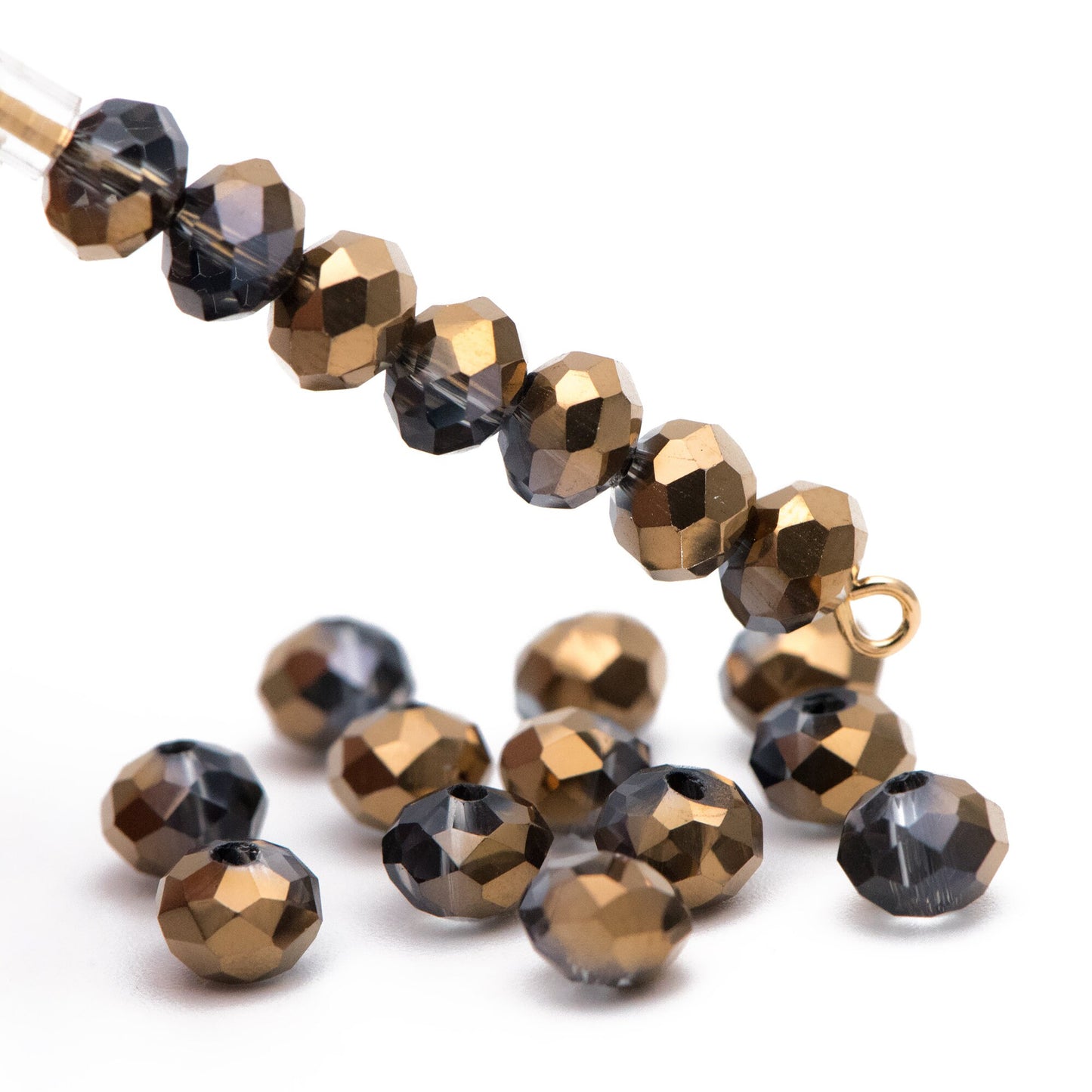 Faceted Crystal Rondelle Glass Beads 4x6mm Copper -95pcs /(BZ06-04)