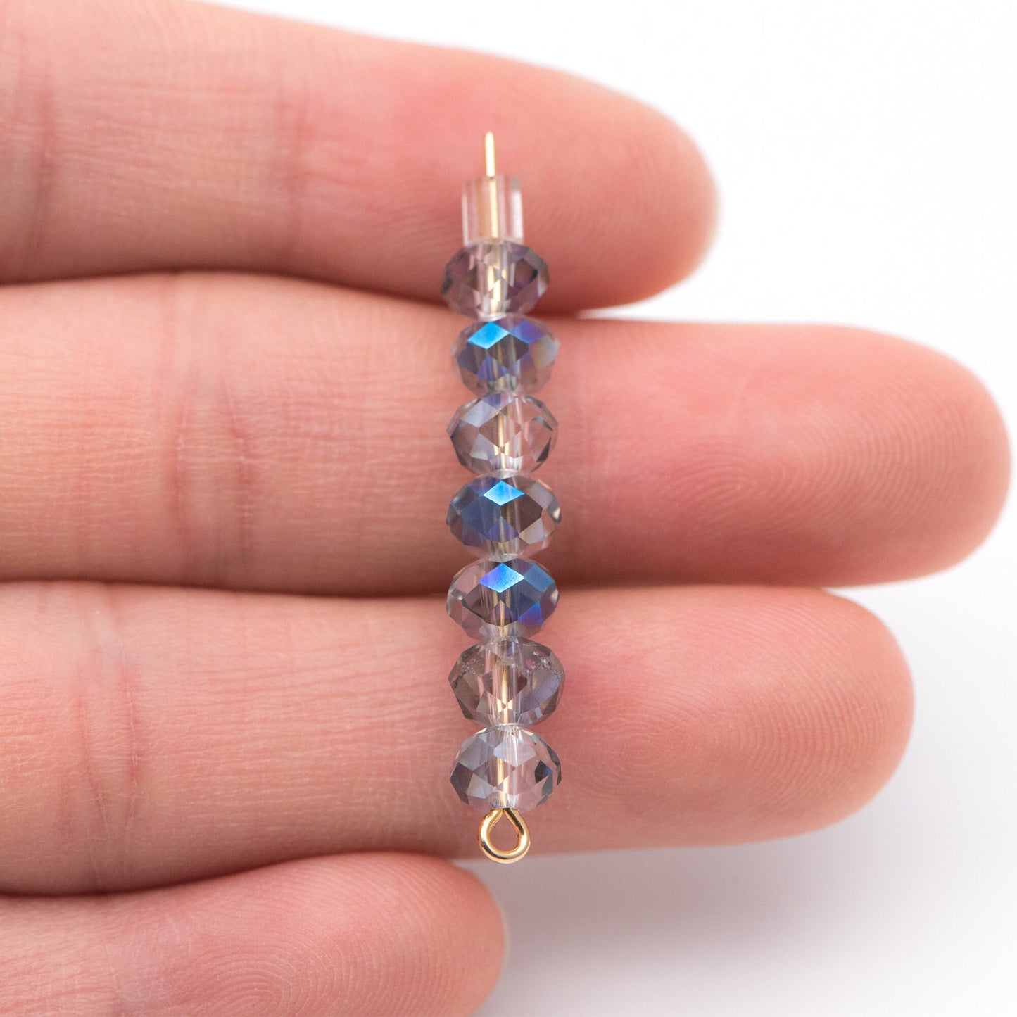 Rondelle Faceted Glass Beads Blue Sparkle 4x6mm -(BZ06-08) / 95Pcs