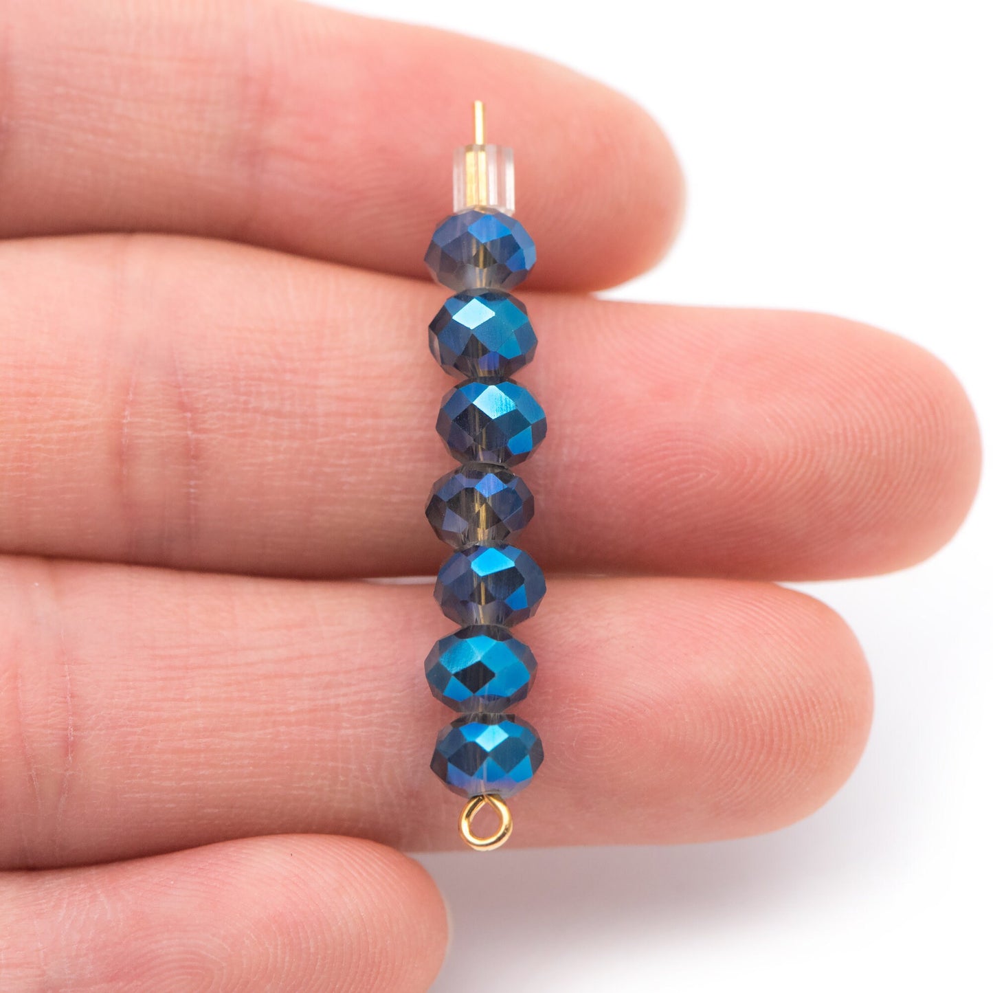 Rondelle Faceted Crystal Glass Beads Montana Blue Sparkle 4x6mm -(BZ06-10) / 95Pcs