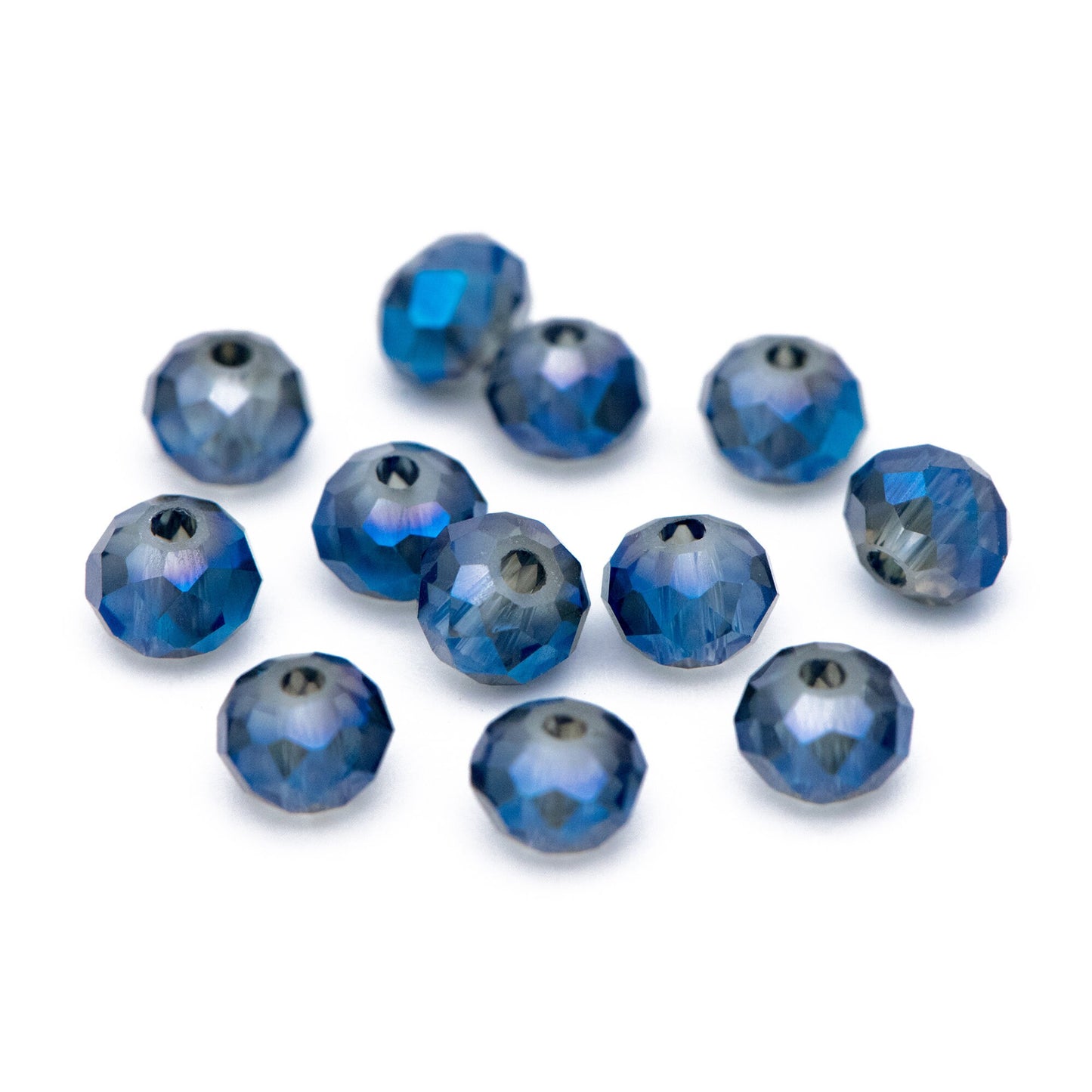 Rondelle Faceted Crystal Glass Beads Montana Blue Sparkle 4x6mm -(BZ06-10) / 95Pcs