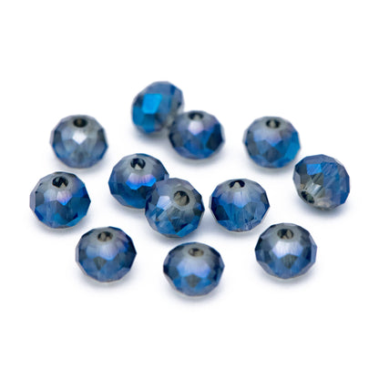 Rondelle Faceted Crystal Glass Beads Montana Blue Sparkle 4x6mm -(BZ06-10) / 95Pcs