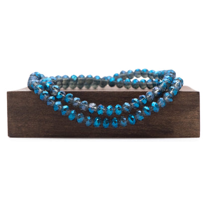 Rondelle Faceted Crystal Glass Beads Montana Blue Sparkle 4x6mm -(BZ06-10) / 95Pcs