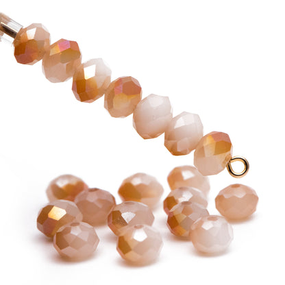 95pcs Faceted Rondelle Glass Beads 4x6mm Orange -(BZ06-47)