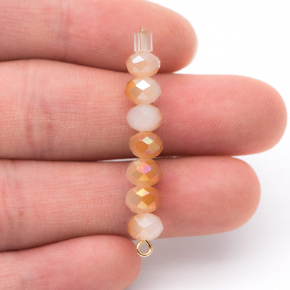 95pcs Faceted Rondelle Glass Beads 4x6mm Orange -(BZ06-47)