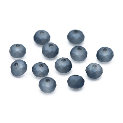 Frosted Crystal Rondelle 3x4mm, Faceted Glass Rondelle Beads, Matte Montana Blue -(BZ04-157)/ 145 beads full strand