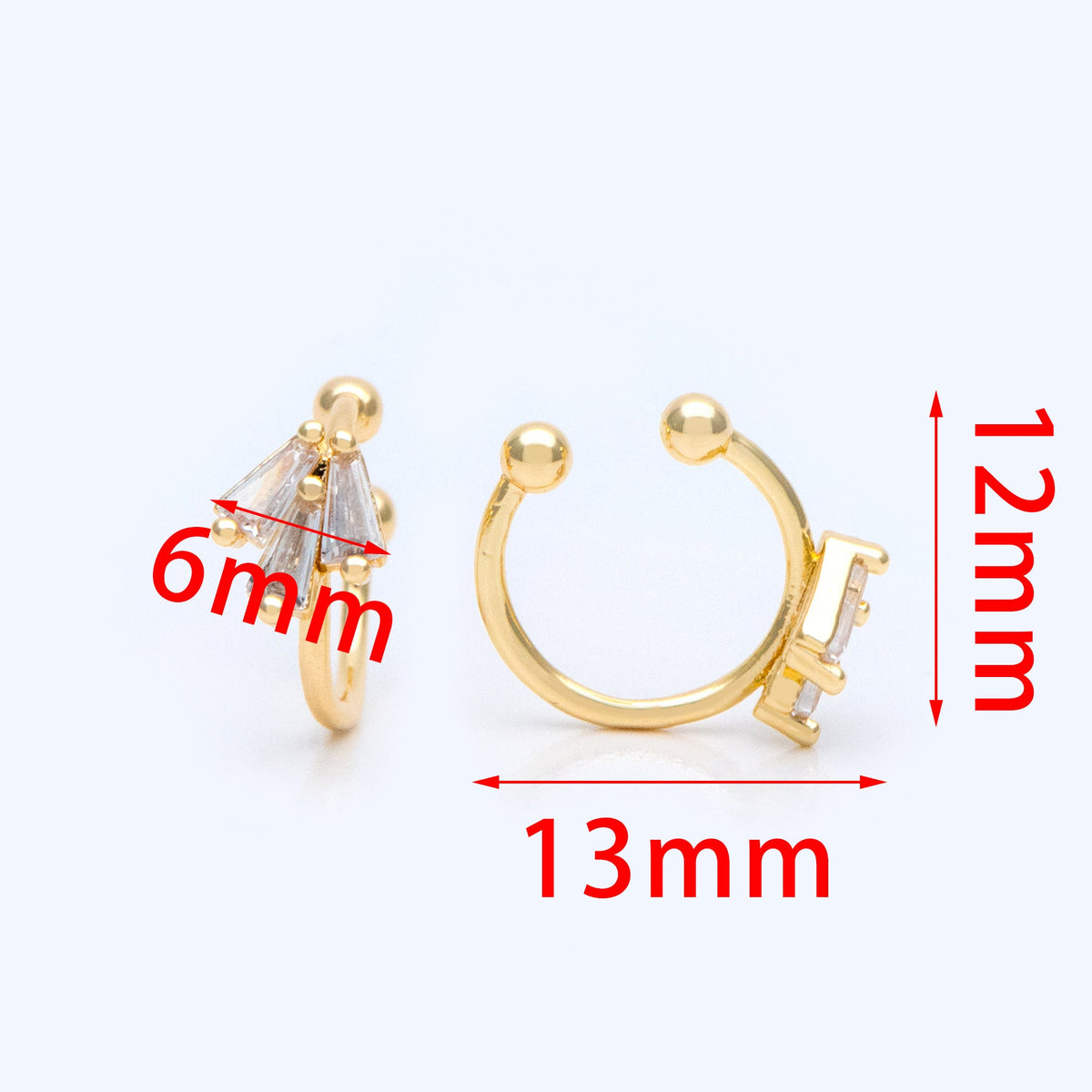 10pcs CZ Pave Ear Cuff, Cartilage, Dainty Earcuff Earring (GB-3539-B)
