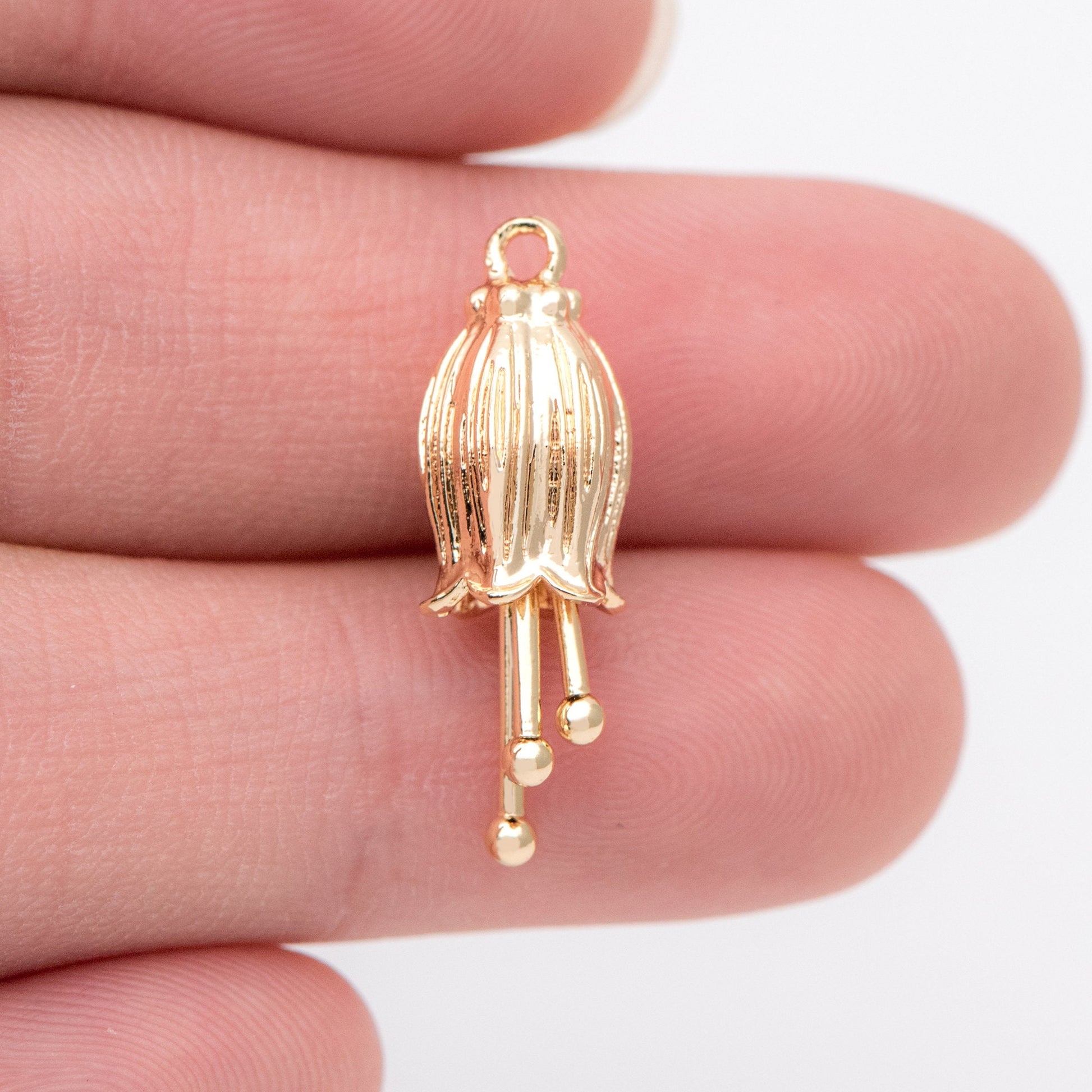 10pcs Gold/ Silver Flower Charms, 23x7mm,Real Gold/ Rhodium plated Brass, Floral Pendants (GB-1103-D)