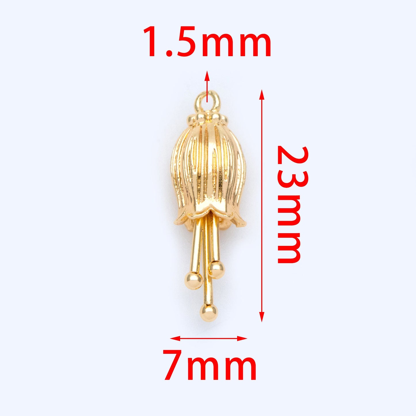 10pcs Gold/ Silver Flower Charms, 23x7mm,Real Gold/ Rhodium plated Brass, Floral Pendants (GB-1103)