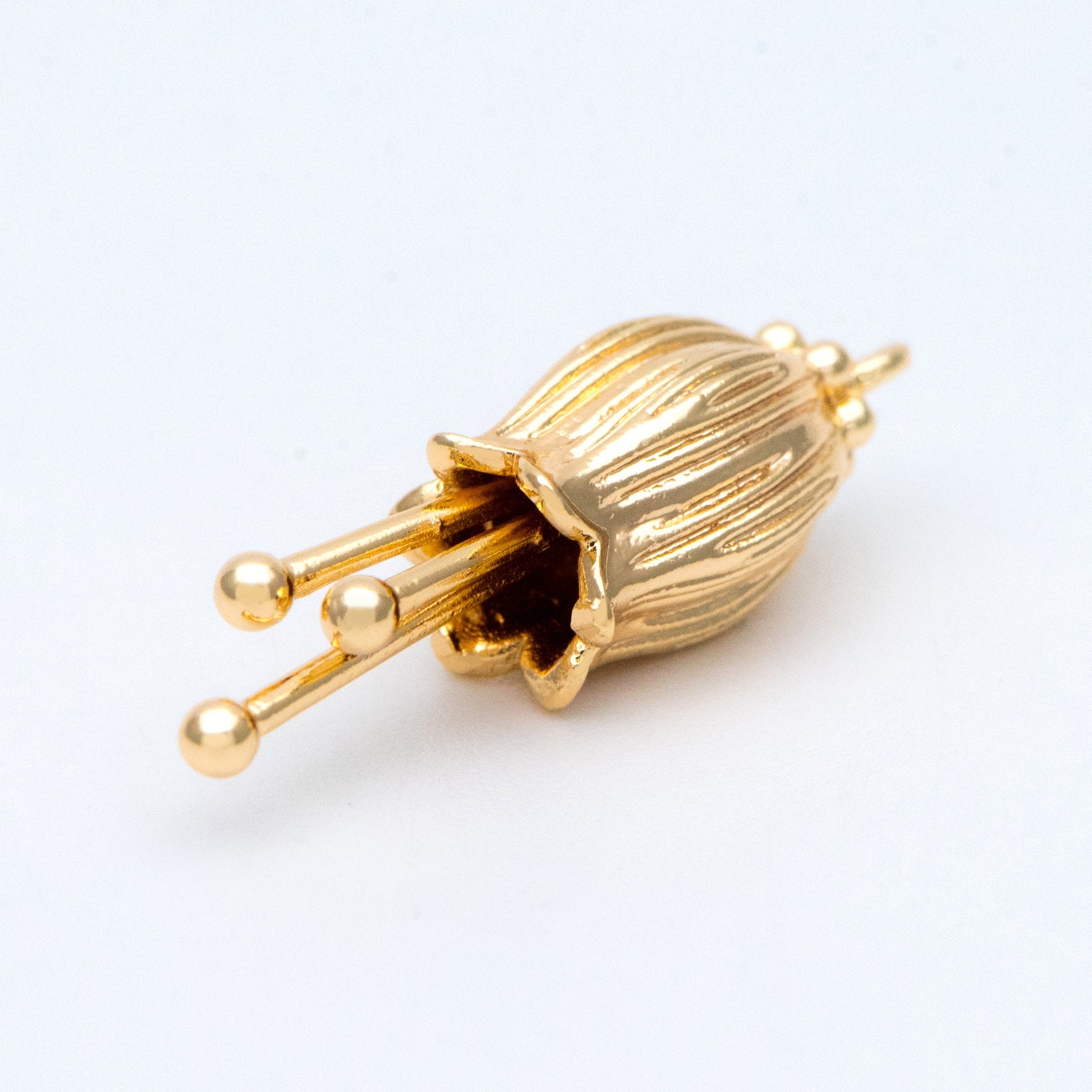 10pcs Gold/ Silver Flower Charms, 23x7mm,Real Gold/ Rhodium plated Brass, Floral Pendants (GB-1103-D)