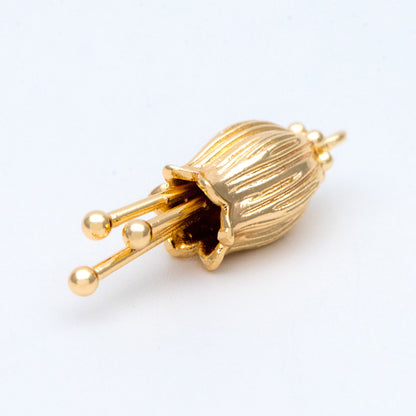 10pcs Gold/ Silver Flower Charms, 23x7mm,Real Gold/ Rhodium plated Brass, Floral Pendants (GB-1103-D)