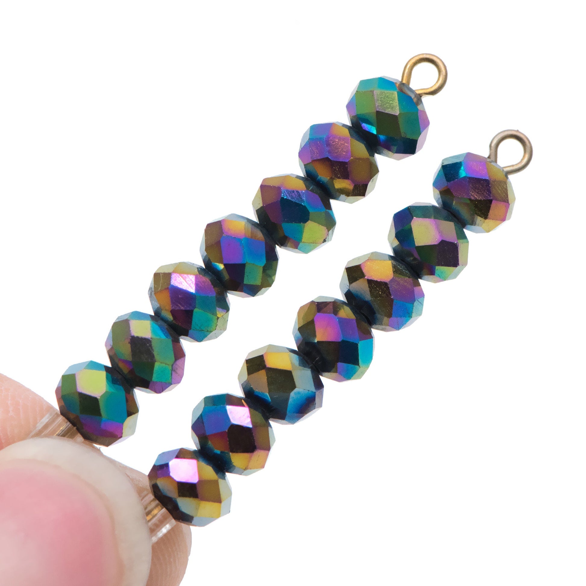 Rondelle Crystal Glass Faceted beads 4x6mm Metal Rainbow -BZ06-94/ 95pcs