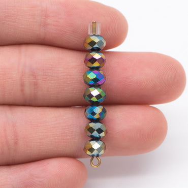 Rondelle Crystal Glass Faceted beads 4x6mm Metal Rainbow -BZ06-94/ 95pcs