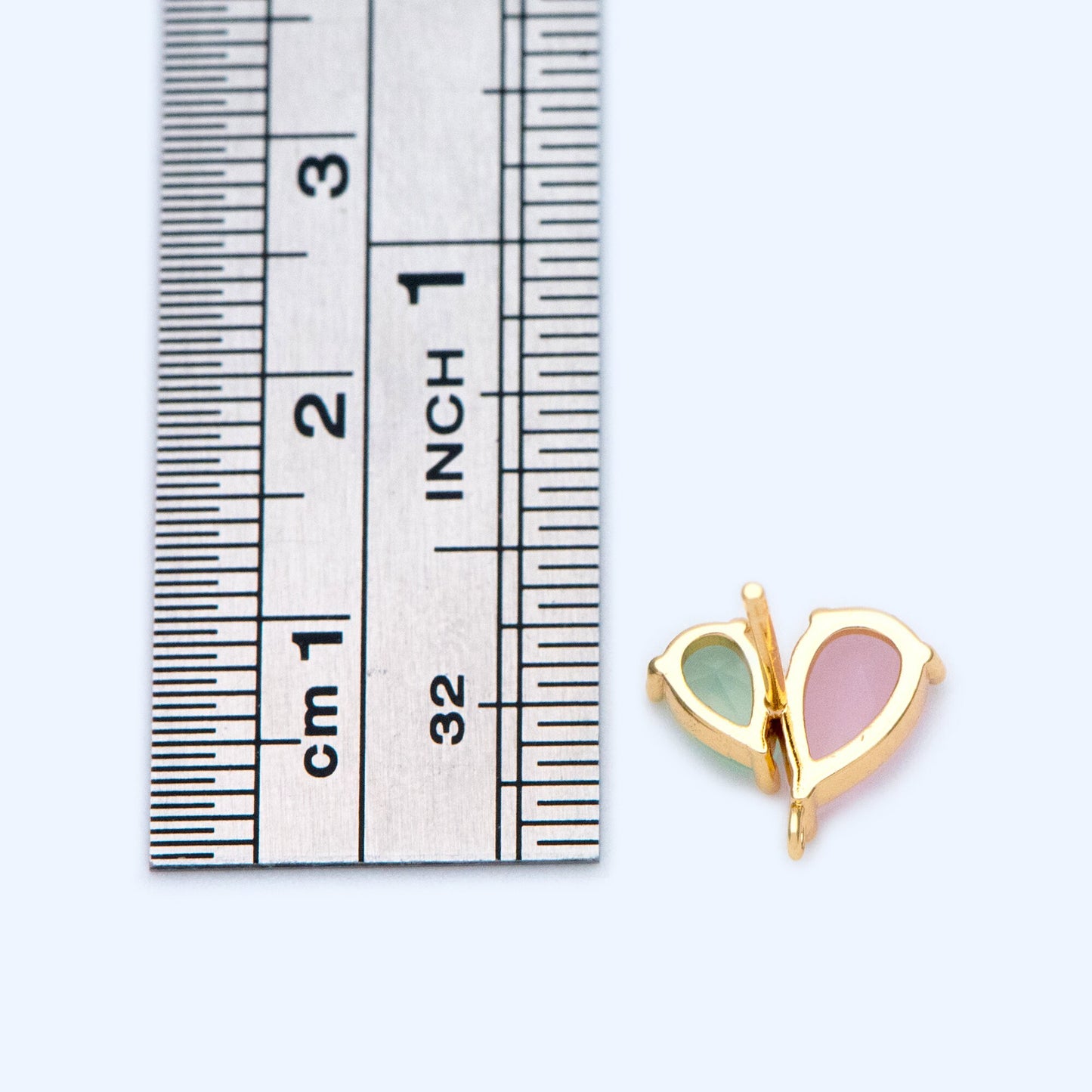 4pcs Rhinestone Teardrop Earring Posts 11x10mm, 18K Gold Plated Brass, Crystal Stud Earrings (#GB-1258)