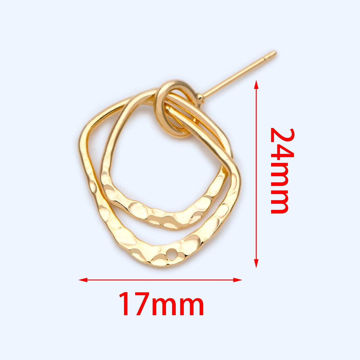 10pcs Hammered Ear Posts, 18K Gold/ Rhodium plated Brass, Geometric Hoop Stud Earring Findings (GB-1260)