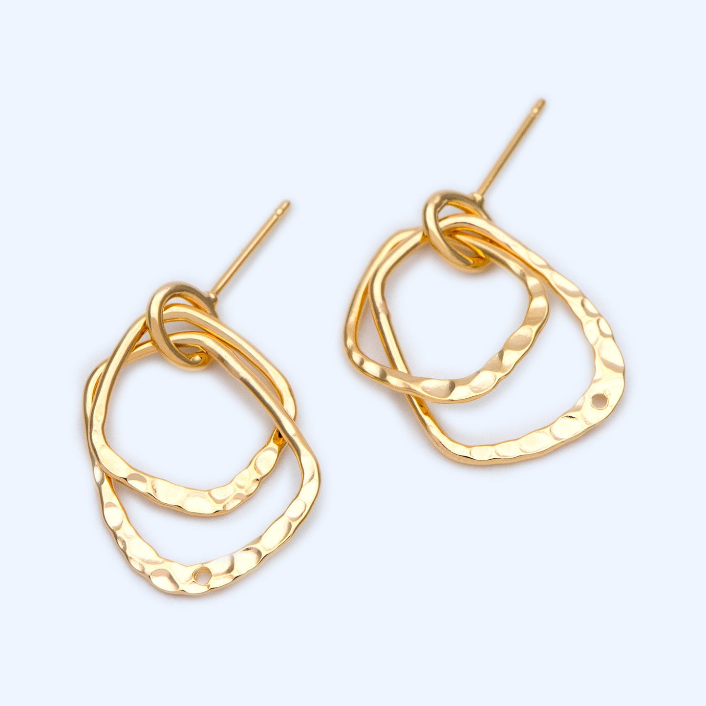 10pcs Hammered Ear Posts, 18K Gold/ Rhodium plated Brass, Geometric Hoop Stud Earring Findings (GB-1260)