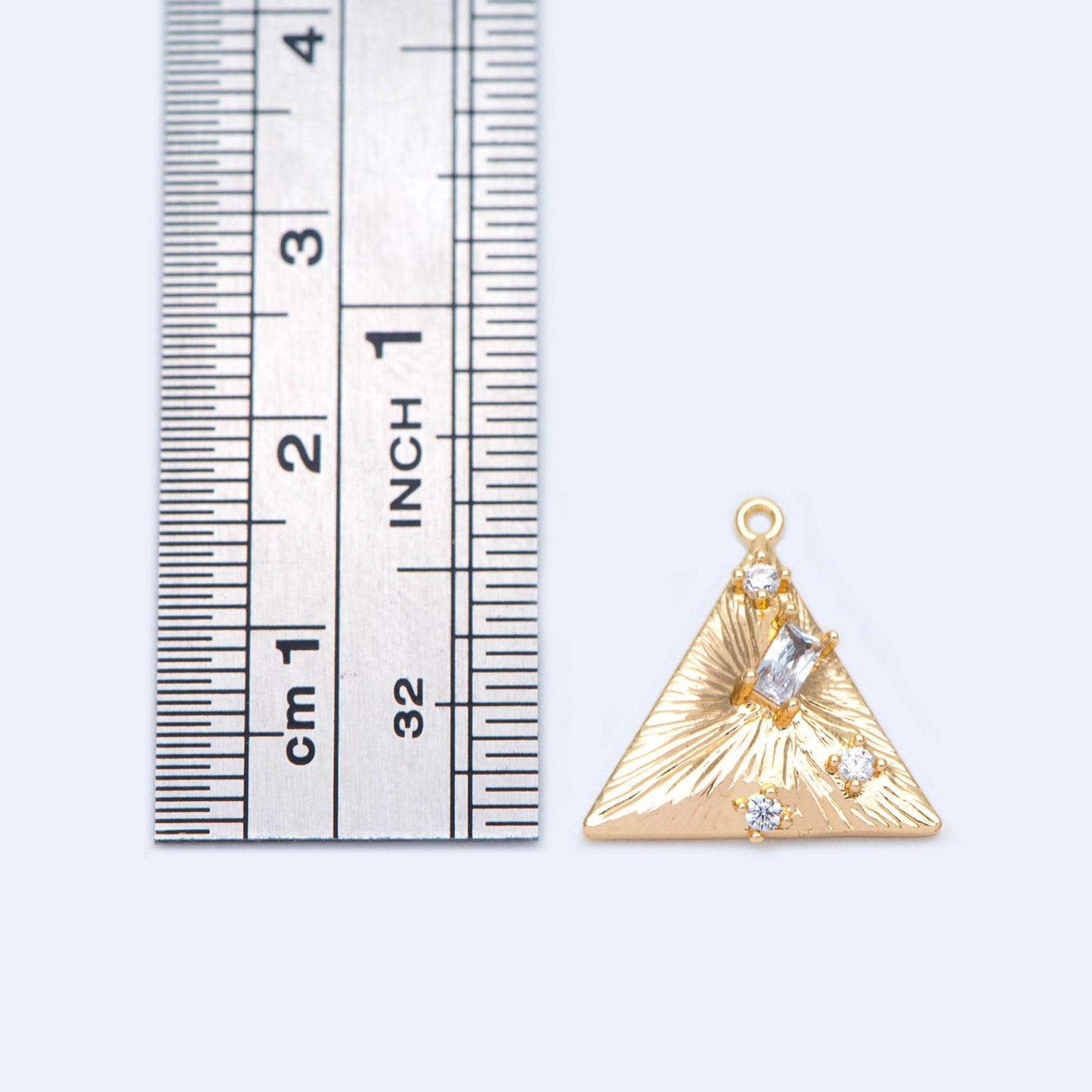10pcs CZ pave Gold Triangle Charms 16x15.5mm, Geometric Earring Pendants (GB-1165)
