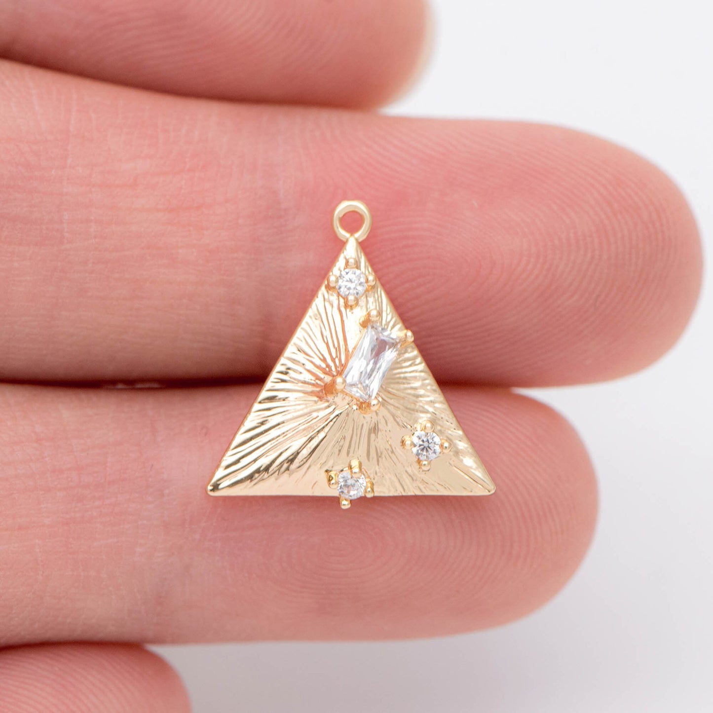 10pcs CZ pave Gold Triangle Charms 16x15.5mm, Geometric Earring Pendants (GB-1165)