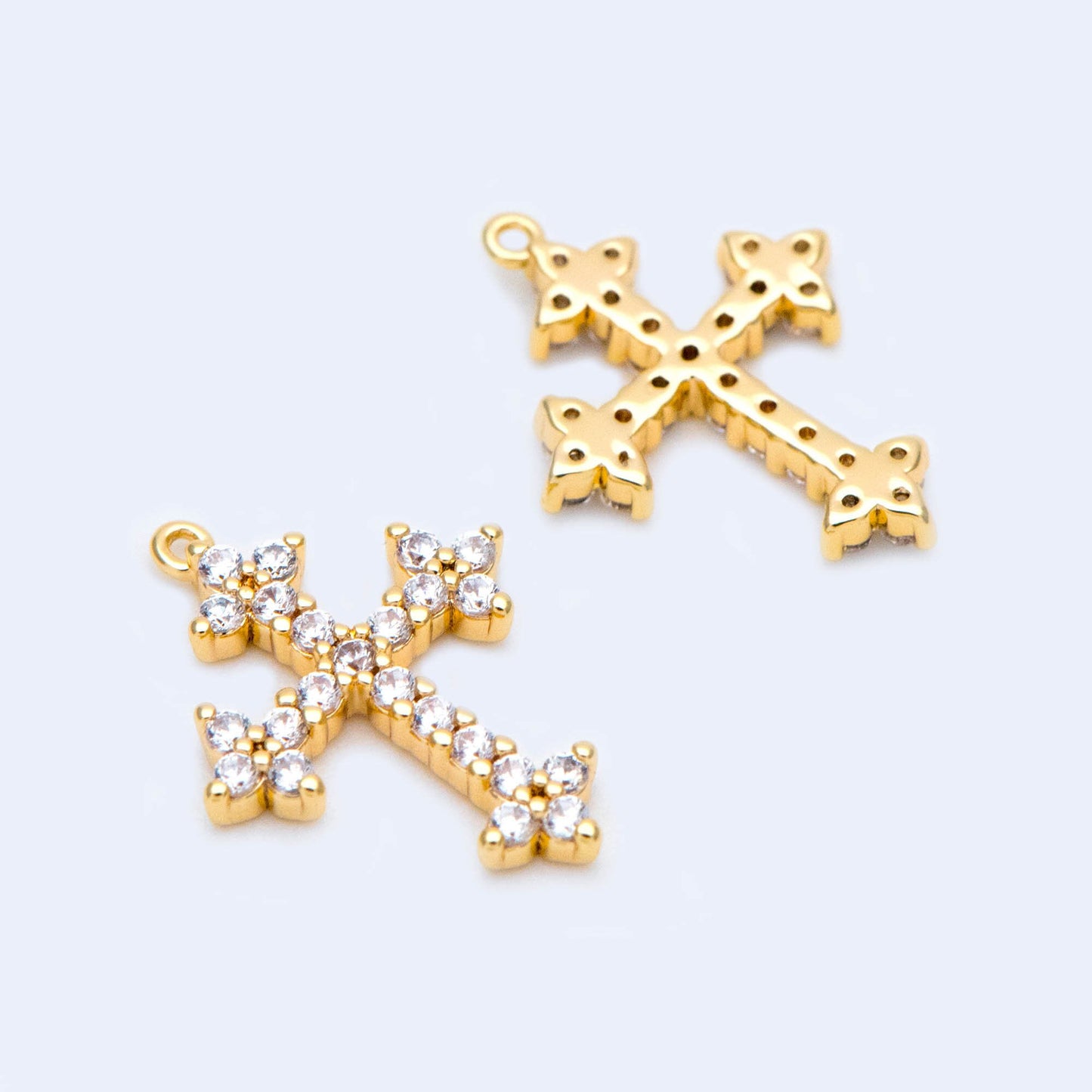 4pcs micro pave Cross Charm,16x12mm, CZ paved Cross Pendants (GB-2731-I)