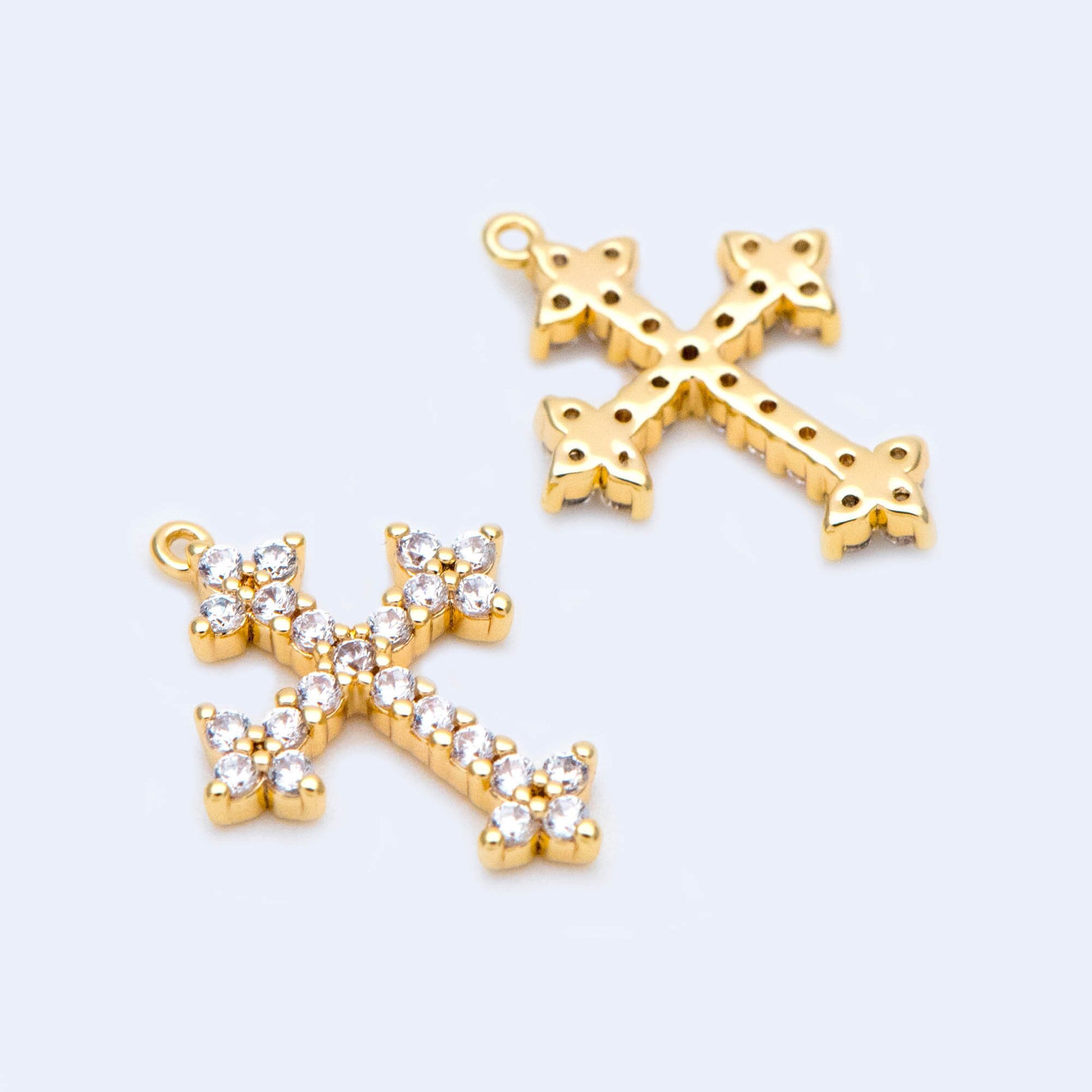 4pcs micro pave Cross Charm,16x12mm, CZ paved Cross Pendants (GB-2731-I)