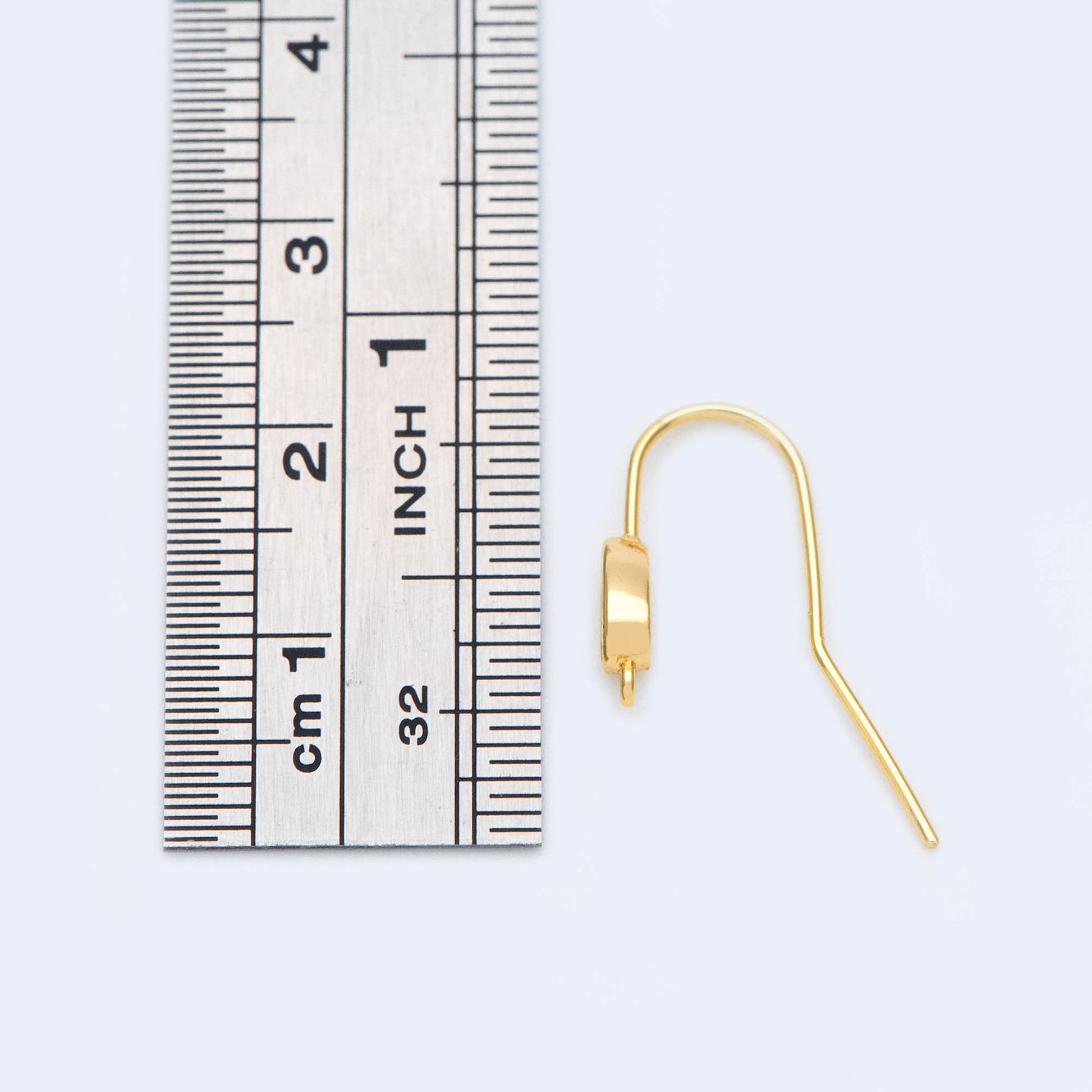 10pcs Gold Plated Teardrop Earring Hooks: CZ Pave Brass Earwires, 22mm (GB-1125-C)